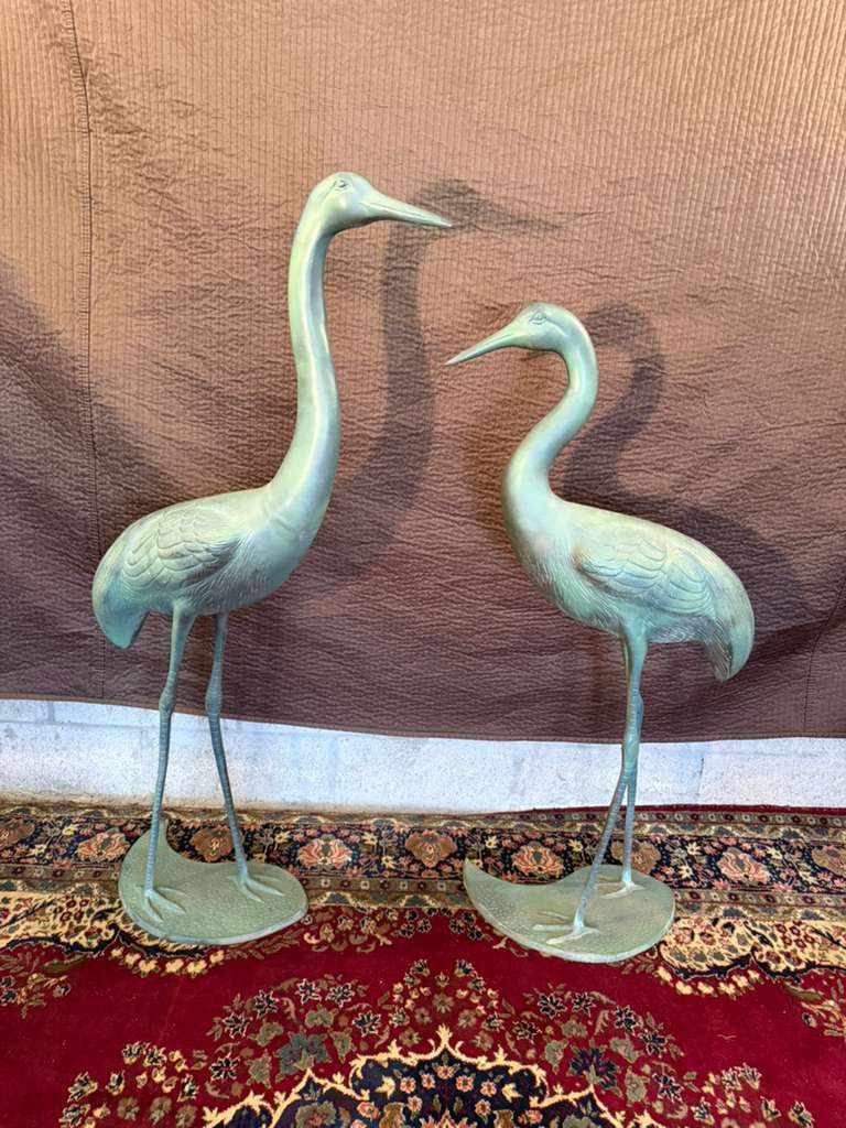 Bronze Crane Sculptures