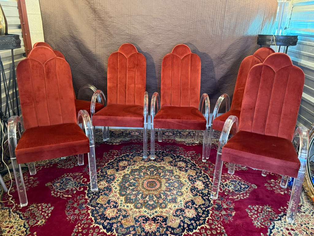 Lucite & Velvet Dining Chairs